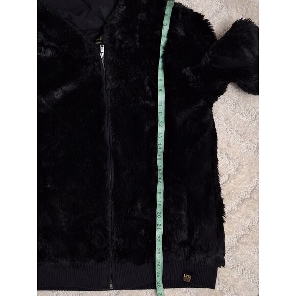 Victoria's Secret LOVE PINK Limited Edition Faux Fur Coat Sz L Hooded Zip Y2K - Picture 16 of 16